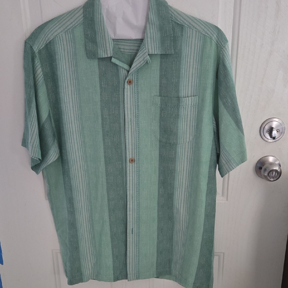 Tommy Bahama Mint Green Striped Button Down Shirt